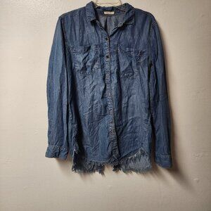 Sneak Peek Tencel Long Sleeve denim shirt Medium Casual Cowboy rodeo Country